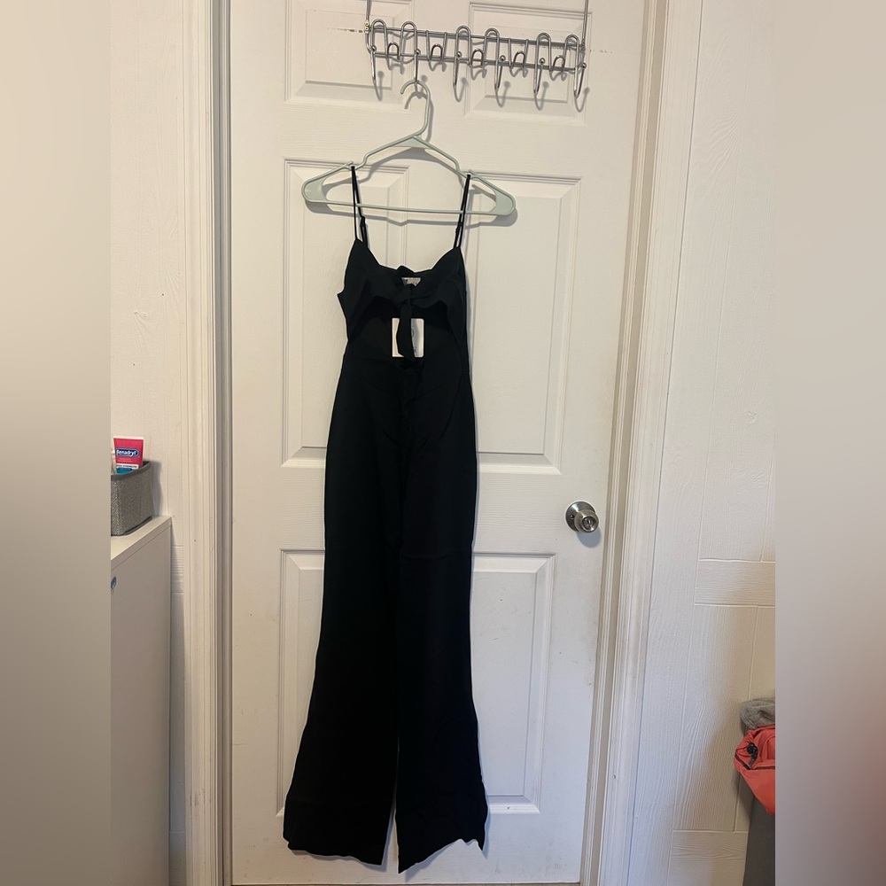 Lita Elegant Black Tie-Front Jumpsuit